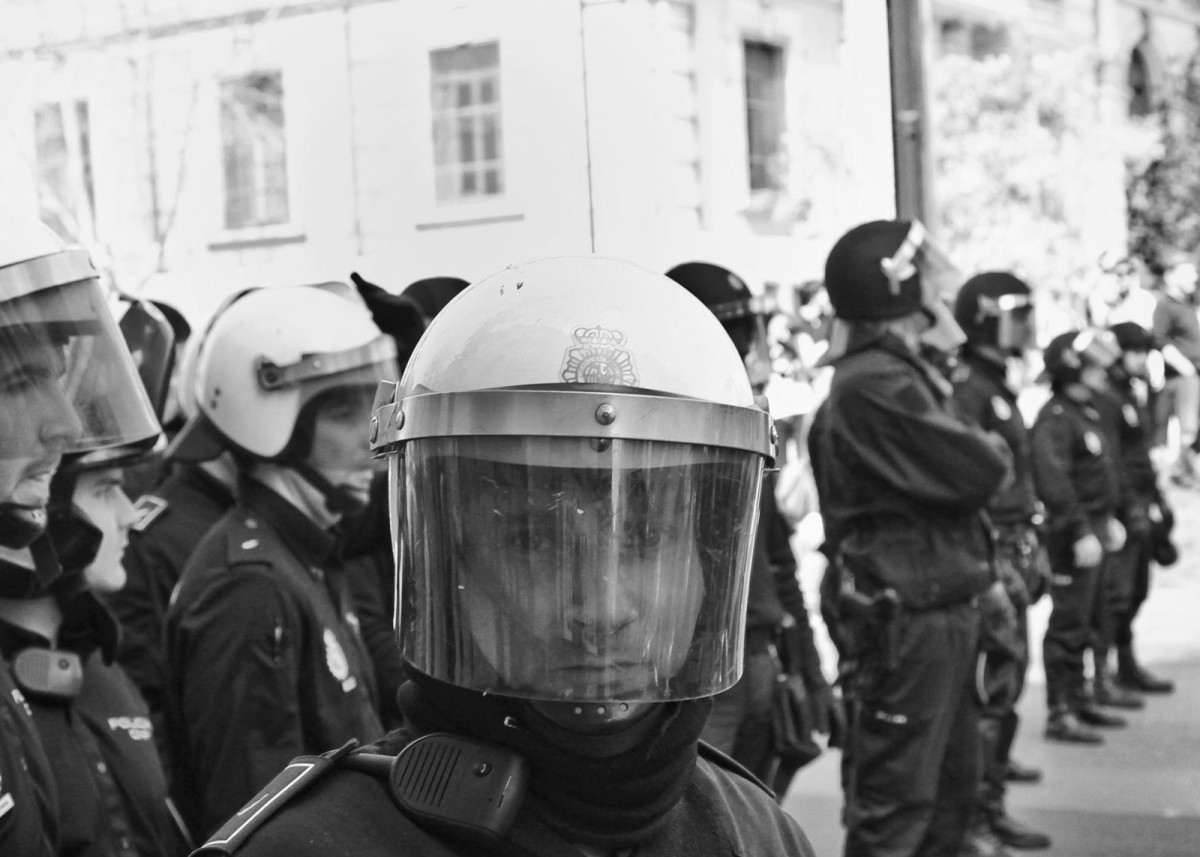 Photojournalism anti riot police